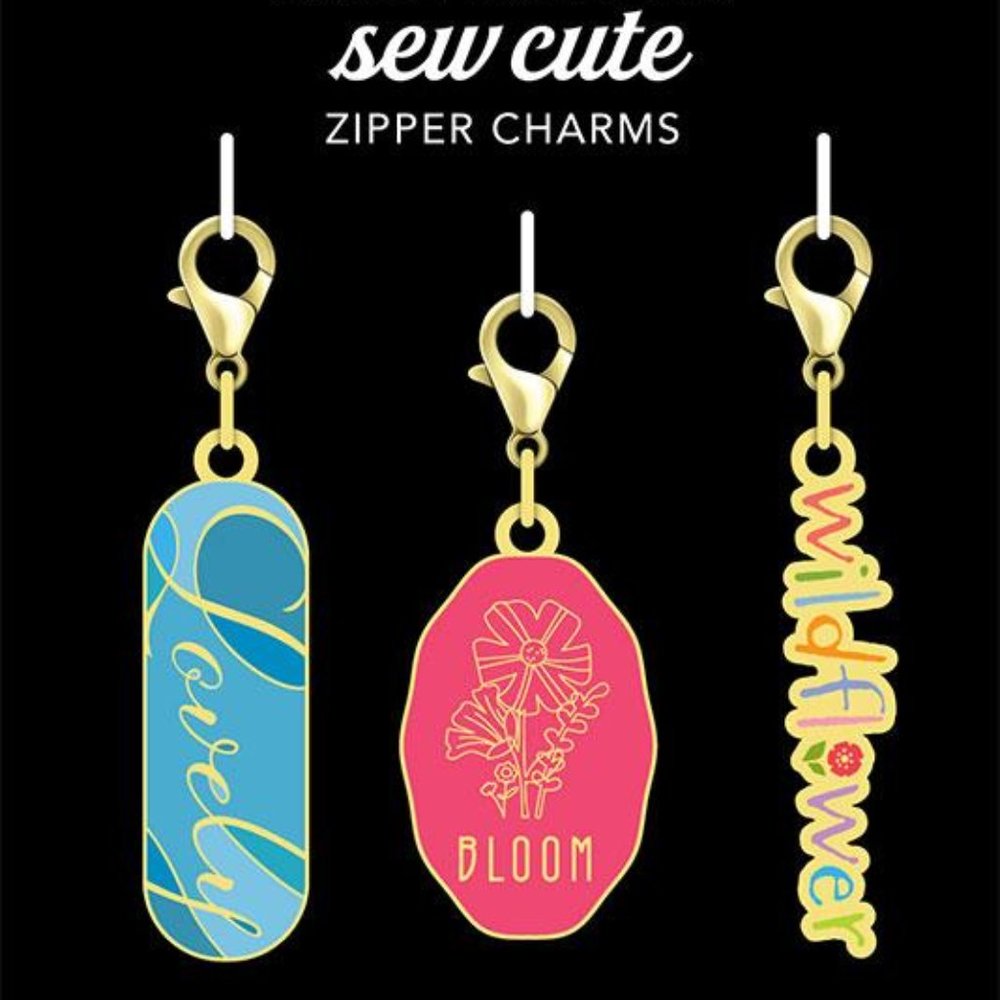 Lovely, Bloom and Wildflower Enamel Zipper Pulls (Set of Three) Cathe Holden Sew